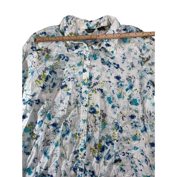 Eddie Bauer Womens Long Sleeve Floral Button-Up Shirt Multicolor XL - Picture 8 of 11